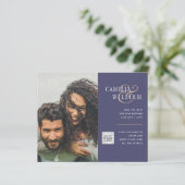 Budget Fotobruiloft Uitnodiging Opslagdatum QR-cod (Staand voorkant)