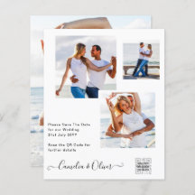 BUDGET Fotobruiloft Uitnodiging Opslagdatum QR-cod