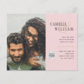 Budget Fotobruiloft Uitnodiging Opslagdatum QR-cod (Voorkant)