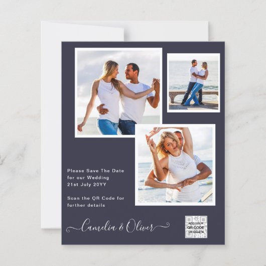 BUDGET Fotobruiloft Uitnodiging Opslagdatum QR-cod (Voorkant)