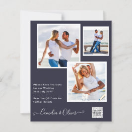 BUDGET Fotobruiloft Uitnodiging Opslagdatum QR-cod