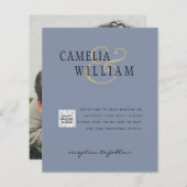 Budget Fotobruiloft Uitnodiging Opslagdatum QR-cod (Voorkant / Achterkant)