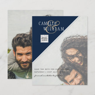 BUDGET Fotobruiloft Uitnodiging Opslagdatum QR-cod