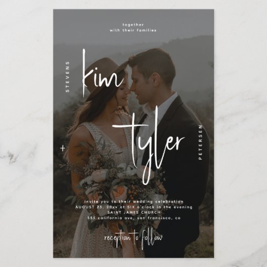 Budget fotocollage alles in één bruiloft Uitnodigi (Voorkant)