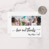 Budget fotocollage elegante babyshower bedankje notitiekaartje (Voorkant / Achterkant in situ)