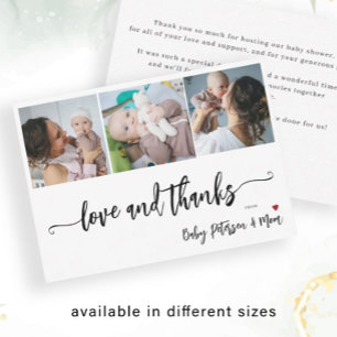 Budget fotocollage elegante babyshower bedankkaart notitiekaartje