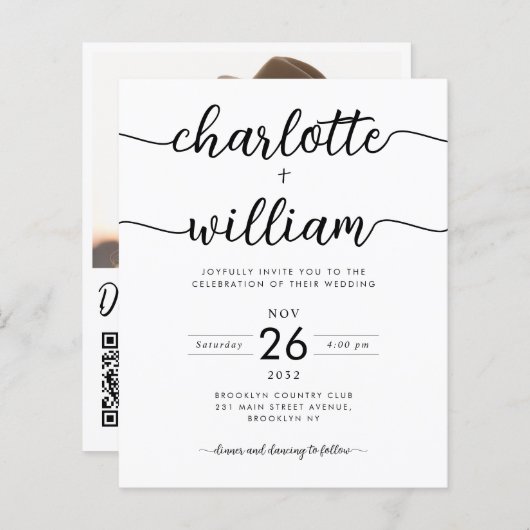 Budget Fotodetails QR Website Weddenschap (Voorkant / Achterkant)