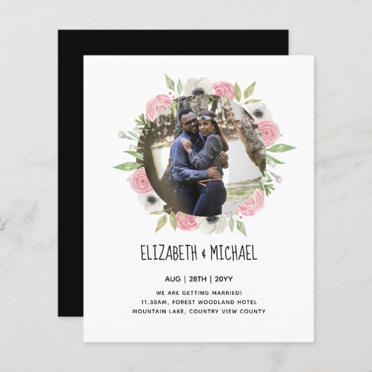 BUDGET FOTOHUWELIJKSAANKONDIGINGEN - Bloemenkrans (Voorkant / Achterkant)