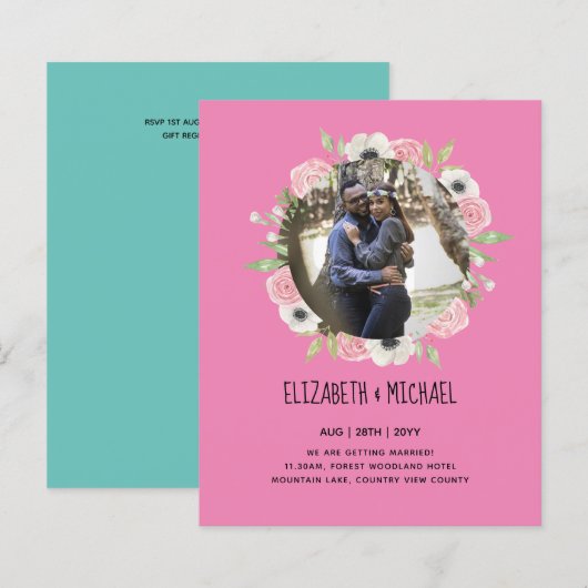 BUDGET FOTOHUWELIJKSAANKONDIGINGEN - Bloemenkrans (Voorkant / Achterkant)