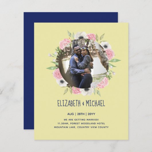 BUDGET FOTOHUWELIJKSAANKONDIGINGEN - Bloemenkrans (Voorkant / Achterkant)