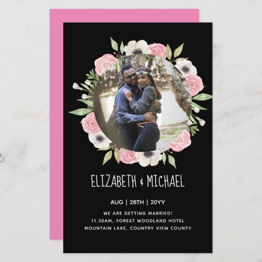 BUDGET FOTOHUWELIJKSUITNODIGINGEN - Bloemenkrans (Voorkant / Achterkant)