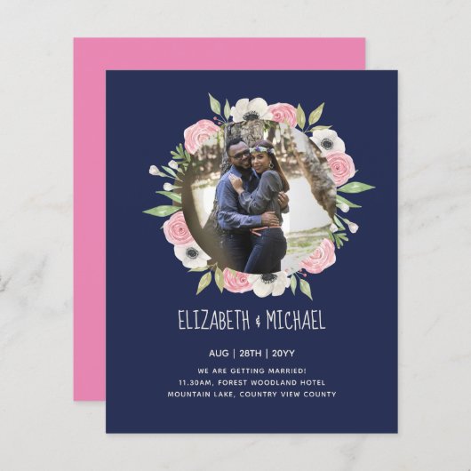 BUDGET FOTOHUWELIJKSUITNODIGINGEN - Bloemenkrans (Voorkant / Achterkant)