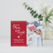 Budget Fotokaart Rode Dagen Merry Bright Script (Staand voorkant)
