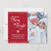 Budget Fotokaart Rode Dagen Merry Bright Script (Voorkant)