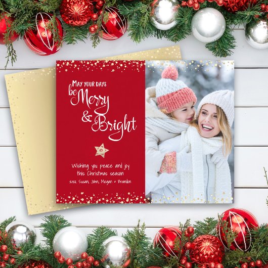 Budget Fotokaart Rode Dagen Merry Bright Script