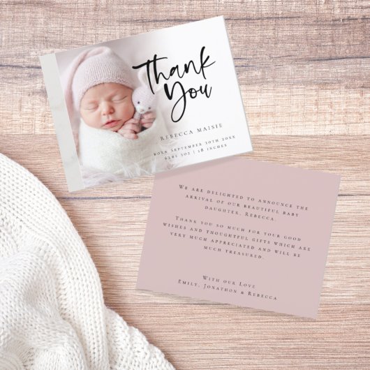 Budget Fotomeisje Dank je geboorteaankondiging