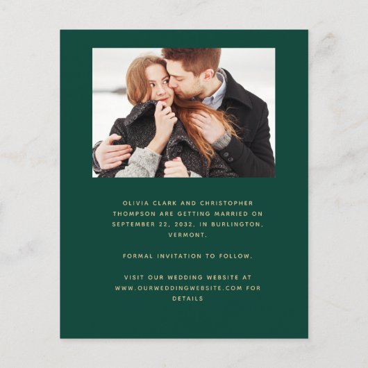 Budget Foto's Arch Emerald Gold Save the Date (Achterkant)