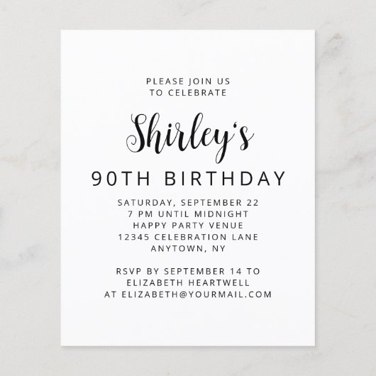 Budget Foto's Cheers Zwart Script 90e verjaardag (Achterkant)