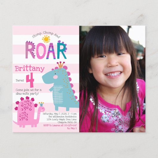 Budget Foto's Girl Birthday Uitnodiging (Voorkant)