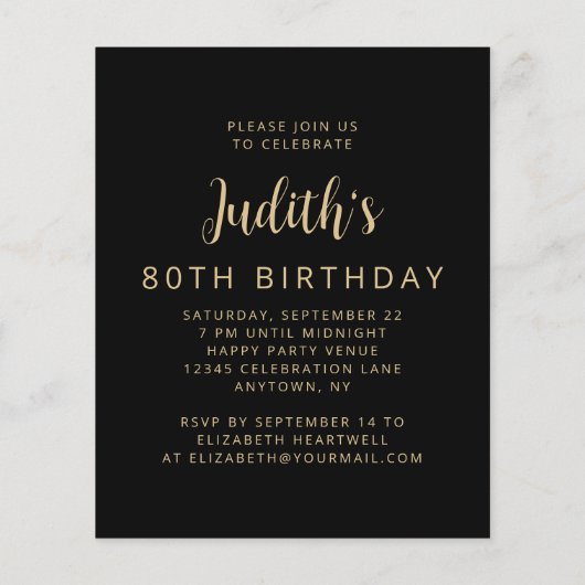 Budget Foto's Proost 80ste verjaardag Uitnodiging (Achterkant)