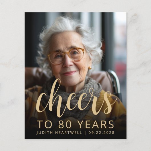 Budget Foto's Proost 80ste verjaardag Uitnodiging (Voorkant)