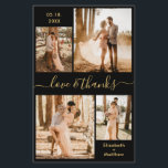 Budget Fotoscript Black Gold Weduwen Dank u<br><div class="desc">Elegant, modern, minimalistisch zwart en goudhand Met een briefje van vier foto's met een gepersonaliseerde bruiloft bedankt u voor een voordelige THIN-kaart met een laag budget. *** GELIEVE OPMERKING, SCHROL NAAR BUITEN VOOR MEER INFO!** Stijlvolle bruiloft bedankt voor de sjabloon met vier (4) foto aan de voorzijde en één (1)...</div>