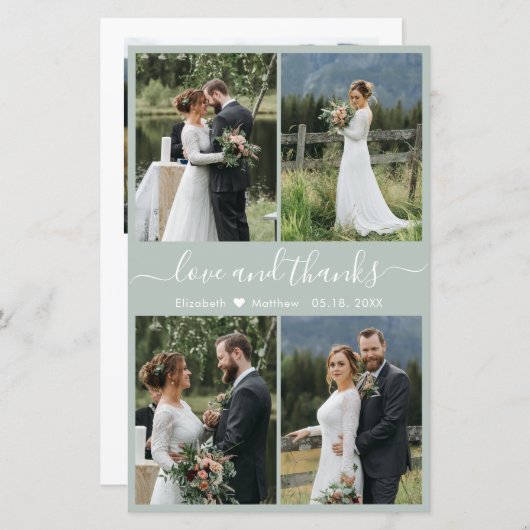 Budget Fotoscript Sage Green Wedding Bedankt (Voorkant / Achterkant)