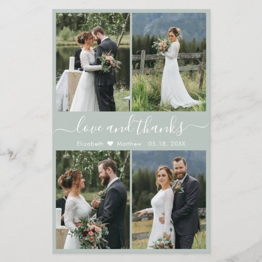 Budget Fotoscript Sage Green Wedding Bedankt (Voorkant)