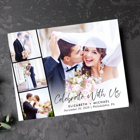 Budget fotostrip bruiloftsreceptie uitnodiging