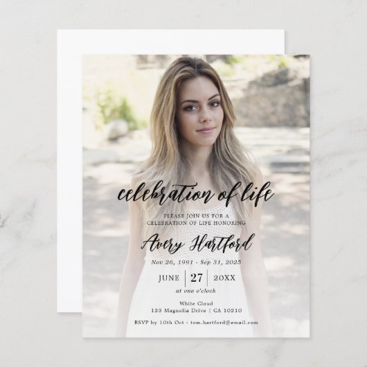 Budget Fotoviering van de Uitnodiging van het Leve (Voorkant / Achterkant)