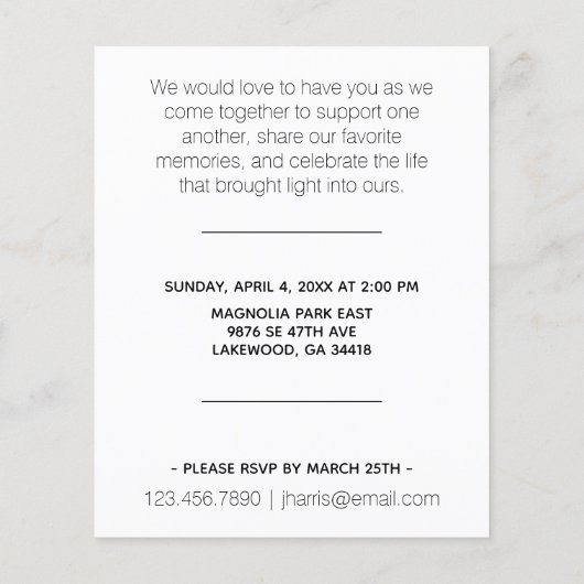 Budget Fotoviering van de Uitnodiging van het Leve (Achterkant)