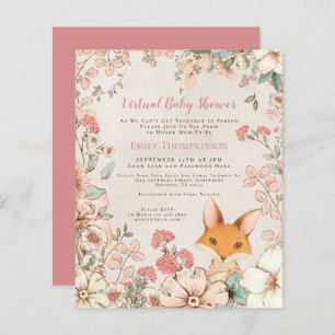 Budget Fox Girl Virtual Baby shower Invitation