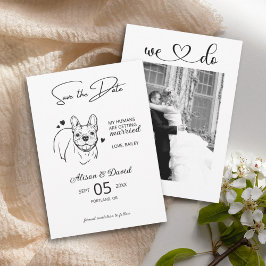 Budget Franse Bulldog Trouwfoto Save the Date Kaart
