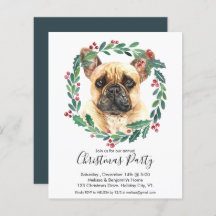 Budget French Bulldog Dog kerstparty Invite
