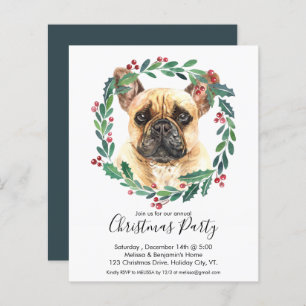 Budget French Bulldog Dog kerstparty Invite