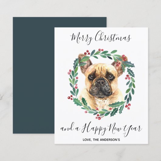 Budget French Bulldog Dog Merry kerstKaart (Voorkant / Achterkant)
