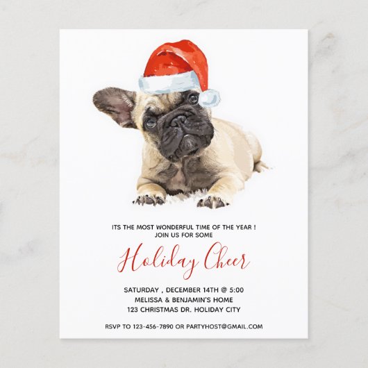 Budget French Bulldog Santa Dog Holiday Invite (Voorkant)