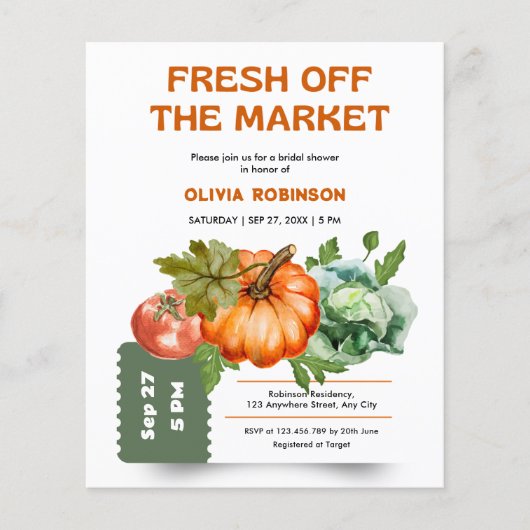Budget Fresh Off the Market Bridal Shower Invite  Flyer (Voorkant)