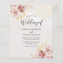 Budget Friendly Blush Floral Wedding Uitnodiging