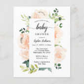 Budget Friendly Fleur Jolie Baby shower Uitnodigin (Voorkant)