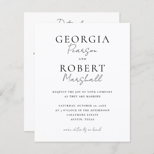 Budget Friendly Two-Sided Wedding Invitation (Voorkant / Achterkant)
