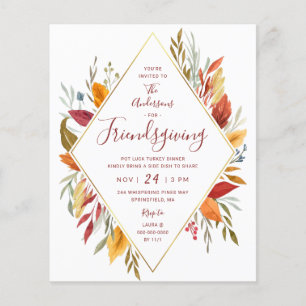 Budget Friendsgiving Autumn Foliage Uitnodiging