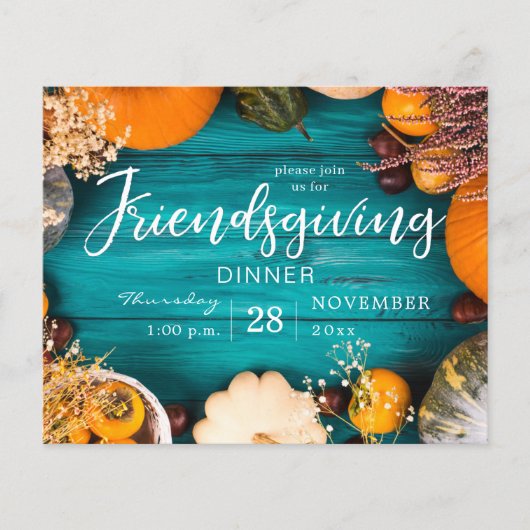 Budget Friendsgiving-avondmaal blauw pompoen Flyer (Voorkant)