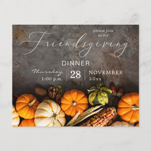 Budget Friendsgiving Thanksgiving Dinner Pumpkins Flyer (Voorkant)