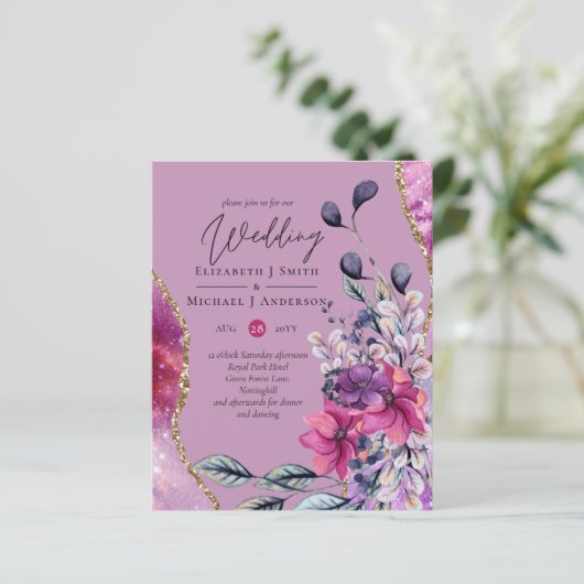 BUDGET Fuchsia Paars Violet Bloemen Bruiloft Uitno (Staand voorkant)