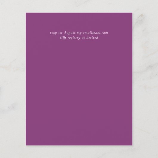 BUDGET Fuchsia Paarse roze bruiloft nodigt uit (Achterkant)