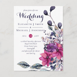 BUDGET Fuchsia Paarse Roze Trouw Uitnodigingen