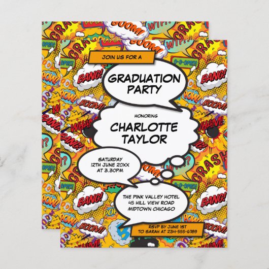 Budget Fun Afstudeerder Party Class of 2022 Invita (Voorkant / Achterkant)