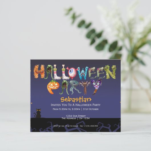 BUDGET Fun Halloween Party Spooky Typografie (Staand voorkant)