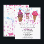 Budget Fun Ice crème, Birthday-uitnodiging<br><div class="desc">Budget Pink Paars Blue Fun Ice Cream party Birthday uitnodiging</div>